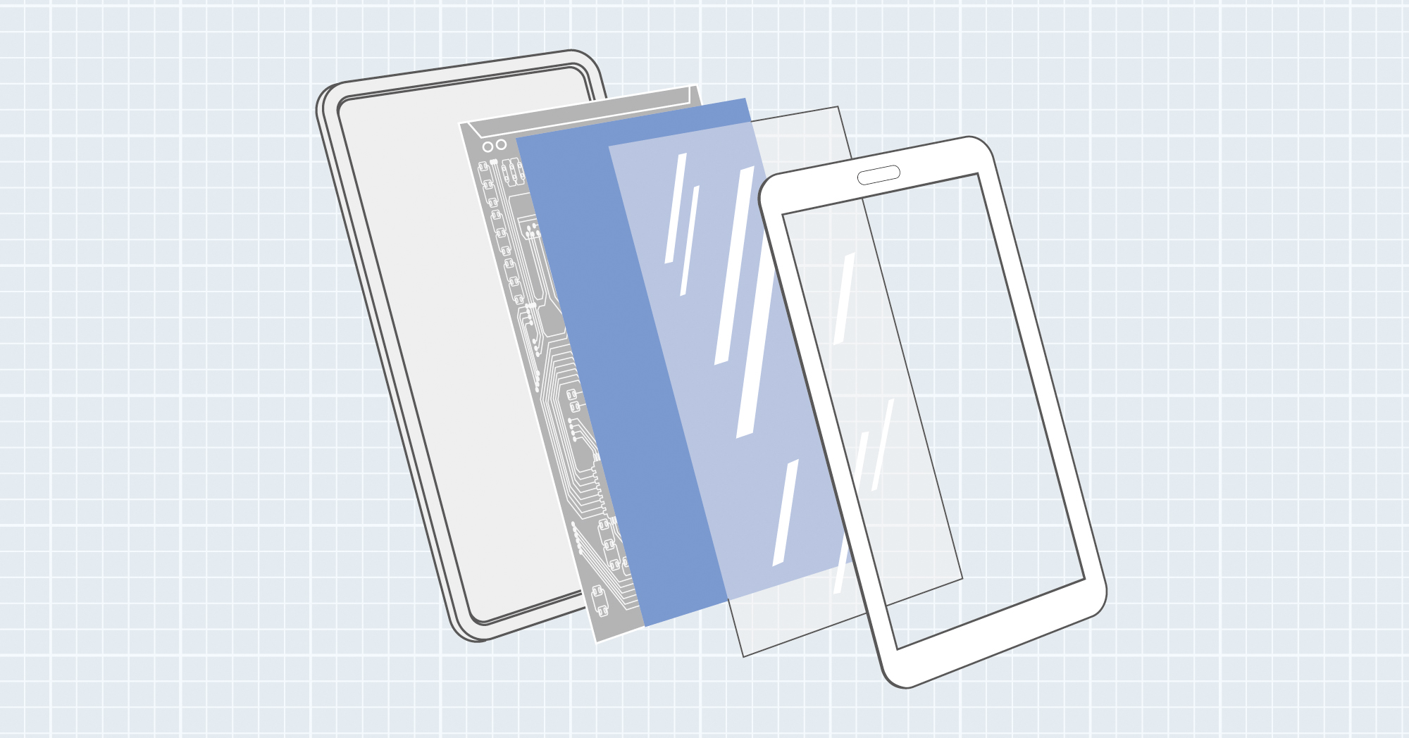 Shock absorbing gasket under a smartphone display