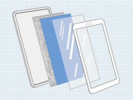 Shock absorption and protection of displays Prevention against LCD pooling